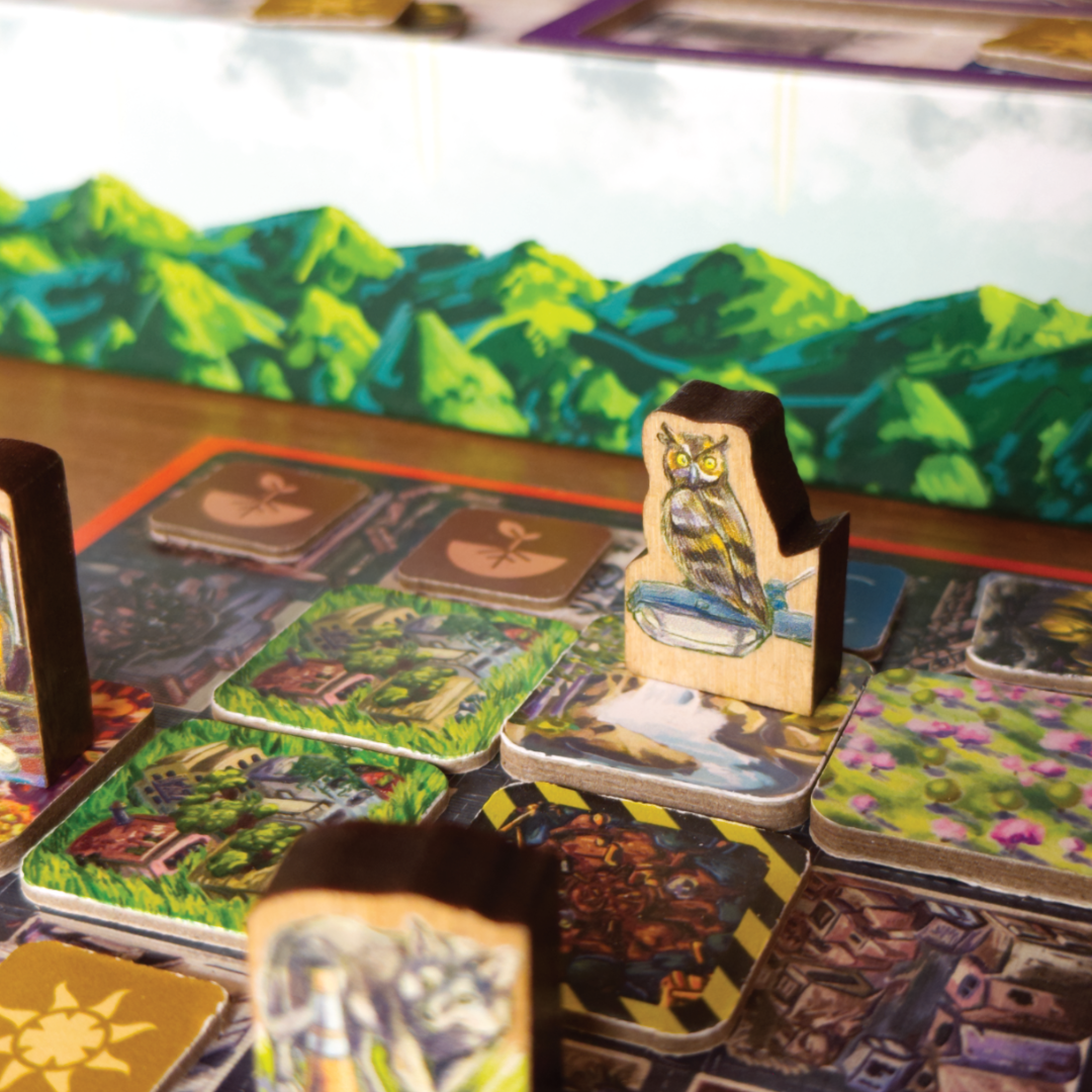 Close up of player board with Wildlife pieces